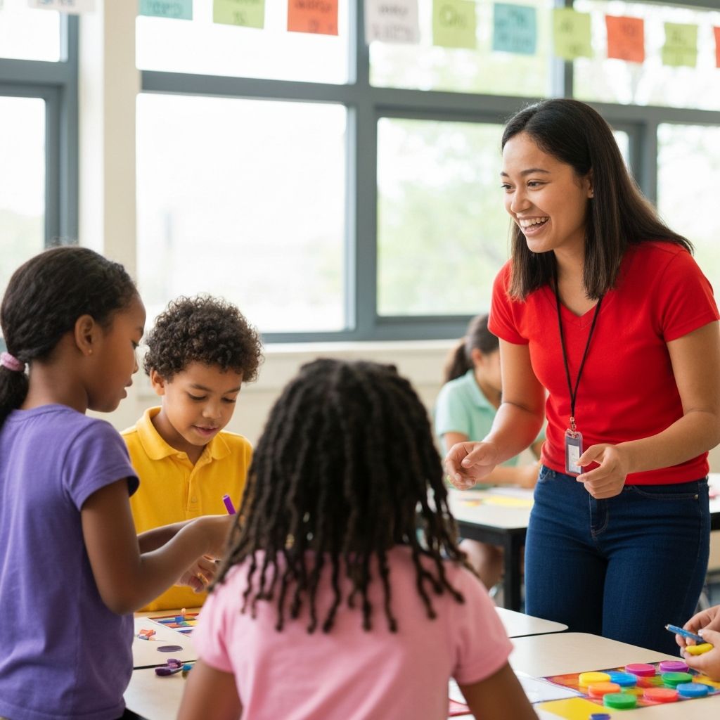Professora usando atividades com crianças